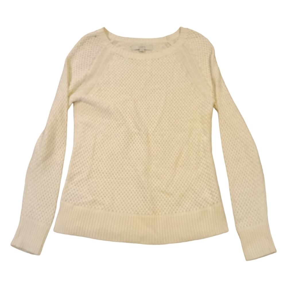 LOFT cream crew neck wool blend knit sweater 332578